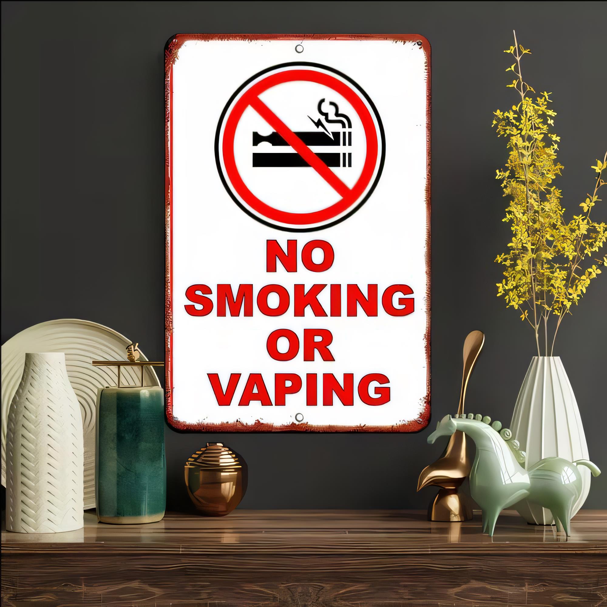 Vaping Area - Plaque en métal vintage « Interdiction