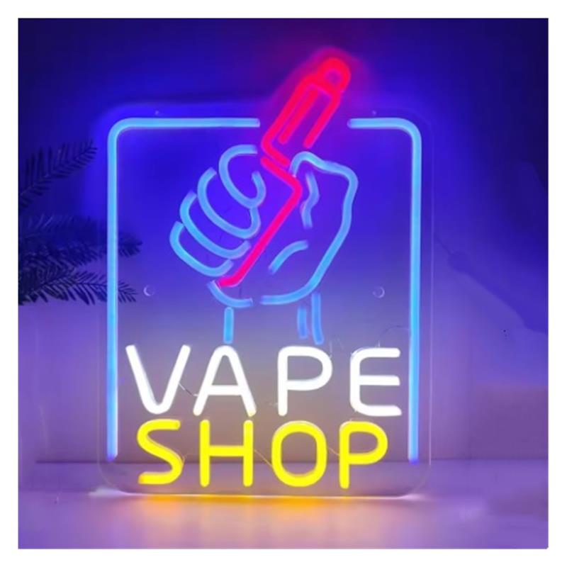 Vaping Store - Enseigne néon Vape Shop, motif main
