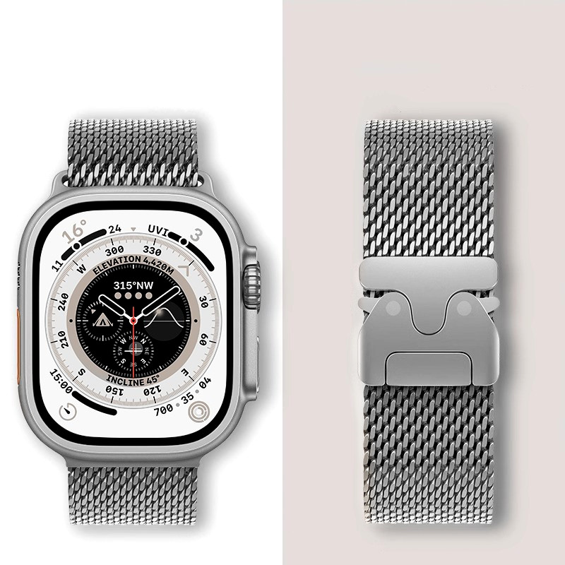 Mesh Coil Strip - Bracelet à boucle milanaise pour Apple